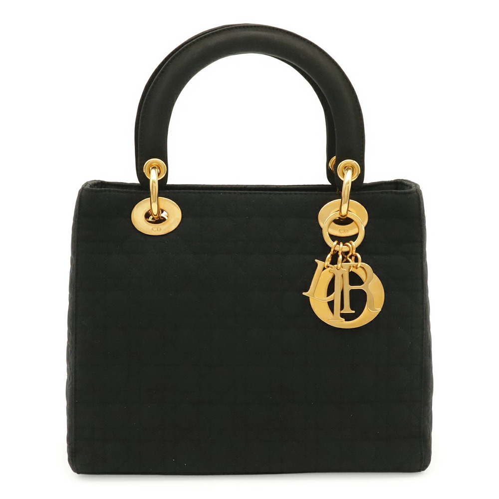 Christian Dior Lady Cannage Tote Bag Handbag Black